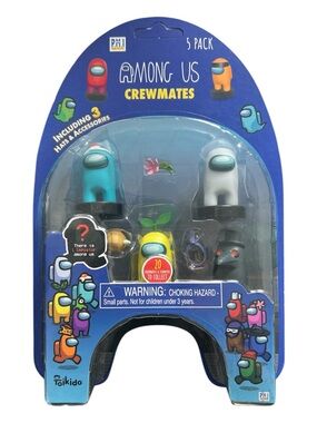 Among Us Crewmates 5-Pack Toy Set - Teal & White